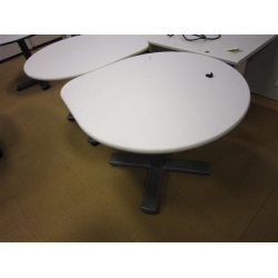 Tear Drop 3/4 Round Table 41x36" Light Off White Top, Rolling